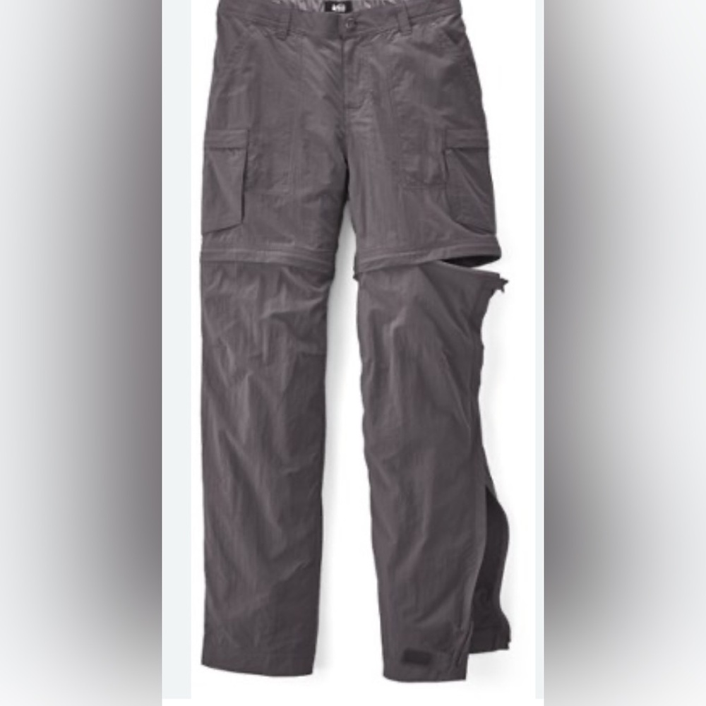 REI Gray Convertible Trousers with Zip-Off Design